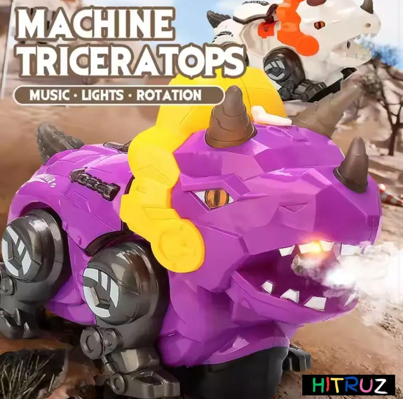 Dinosaur Spray Toy for Kids | Moving Triceratops Car
