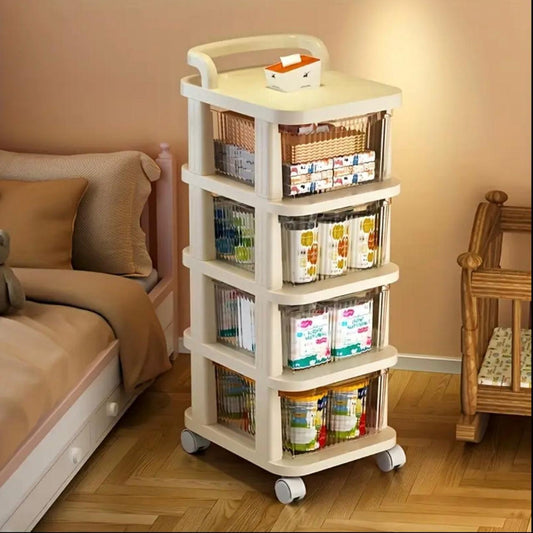 4-Tier Drawer Storage Organizer Cabinet Wheels Options