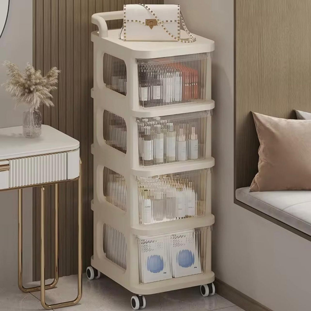 4-Tier Drawer Storage Organizer Cabinet Wheels Options