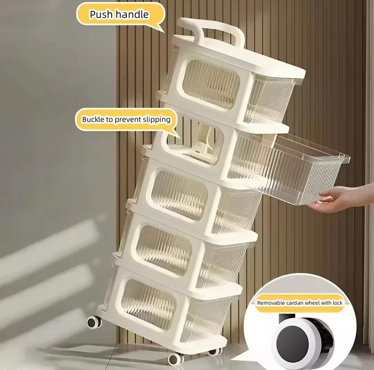 4-Tier Drawer Storage Organizer Cabinet Wheels Options