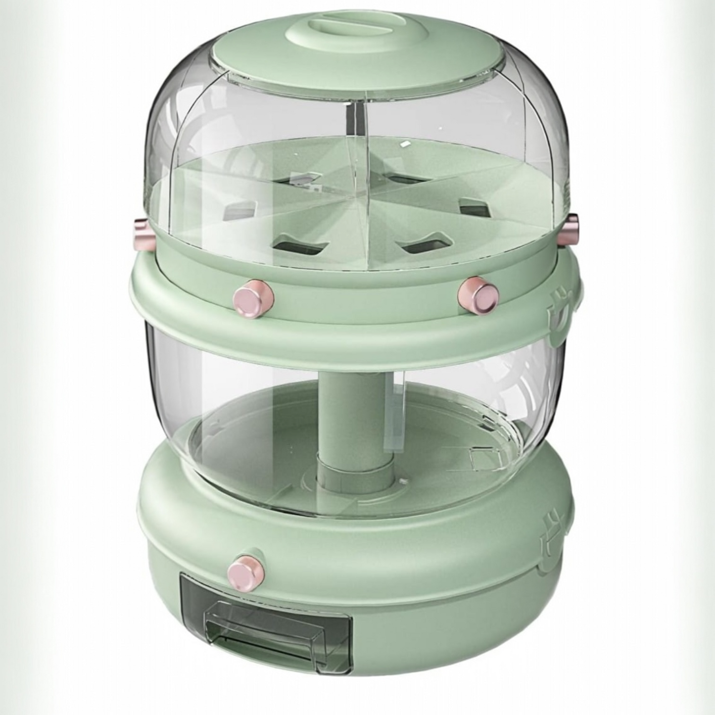 Food Grain Storage Box Organizer Cereal Rice Dispenser Light Green 2 Tier