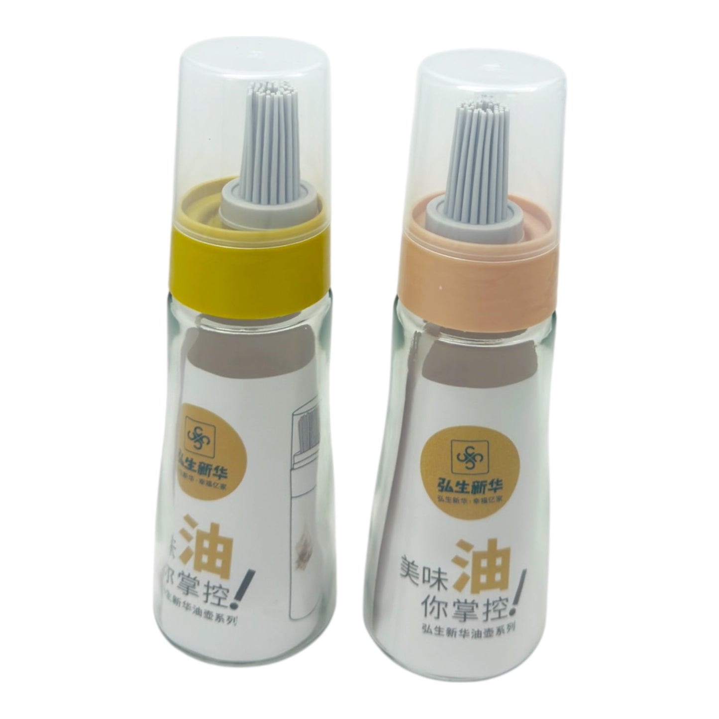 Glass Bottle Dispenser with Silicone Rubber Bristle Brush