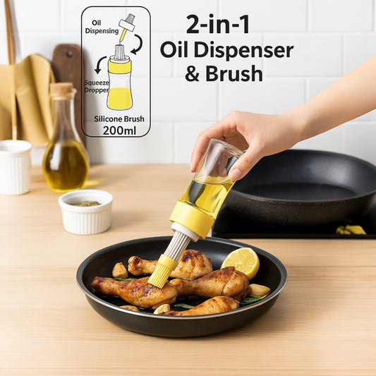 Glass Bottle Dispenser with Silicone Rubber Bristle Brush