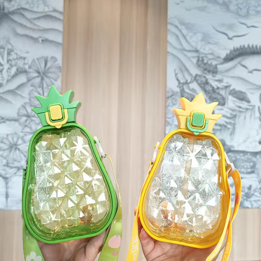 Pineapple Water Bottle With Straw & Rope 600 ML