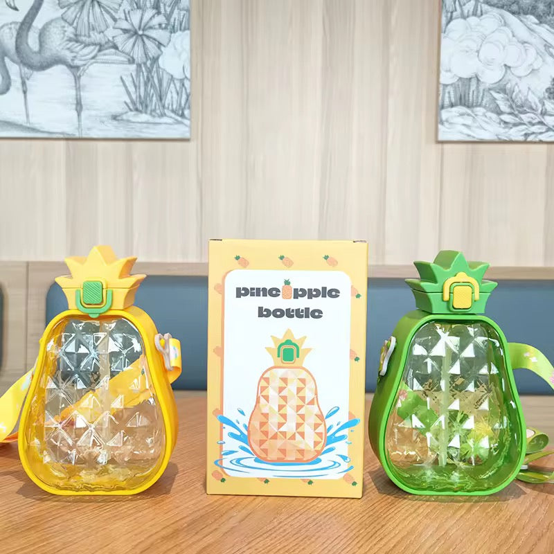 Pineapple Water Bottle With Straw & Rope 600 ML
