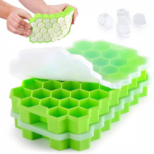 Silicone Honeycomb 37 Cavity Ice Cube Tray With Lid