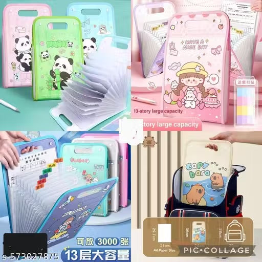 A4 Vertical Binding File Bag, File Folder, Document Bag 13Grid