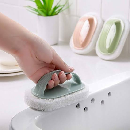 Cleaning Sponge With Plastic Handle