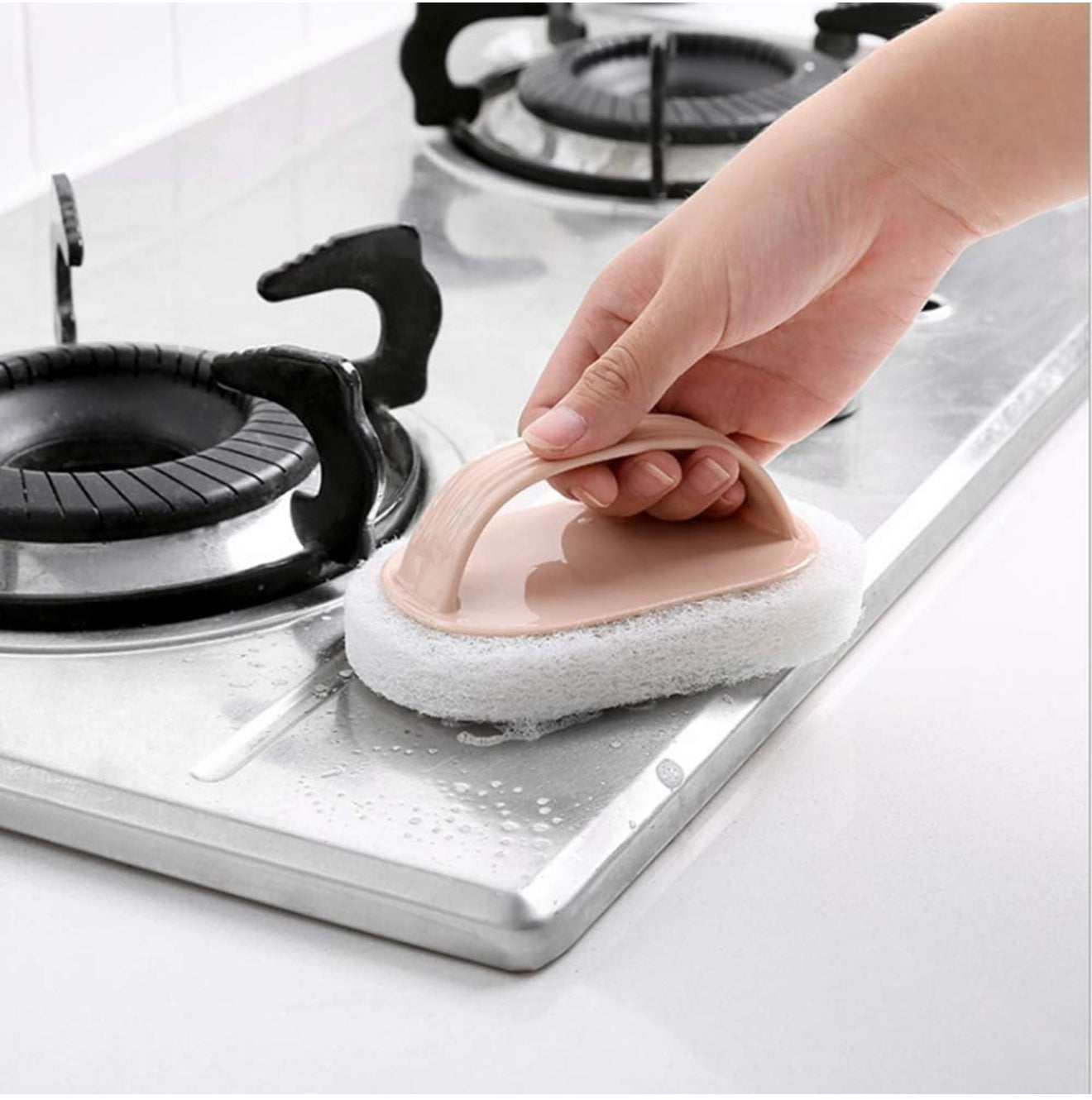 Cleaning Sponge With Plastic Handle