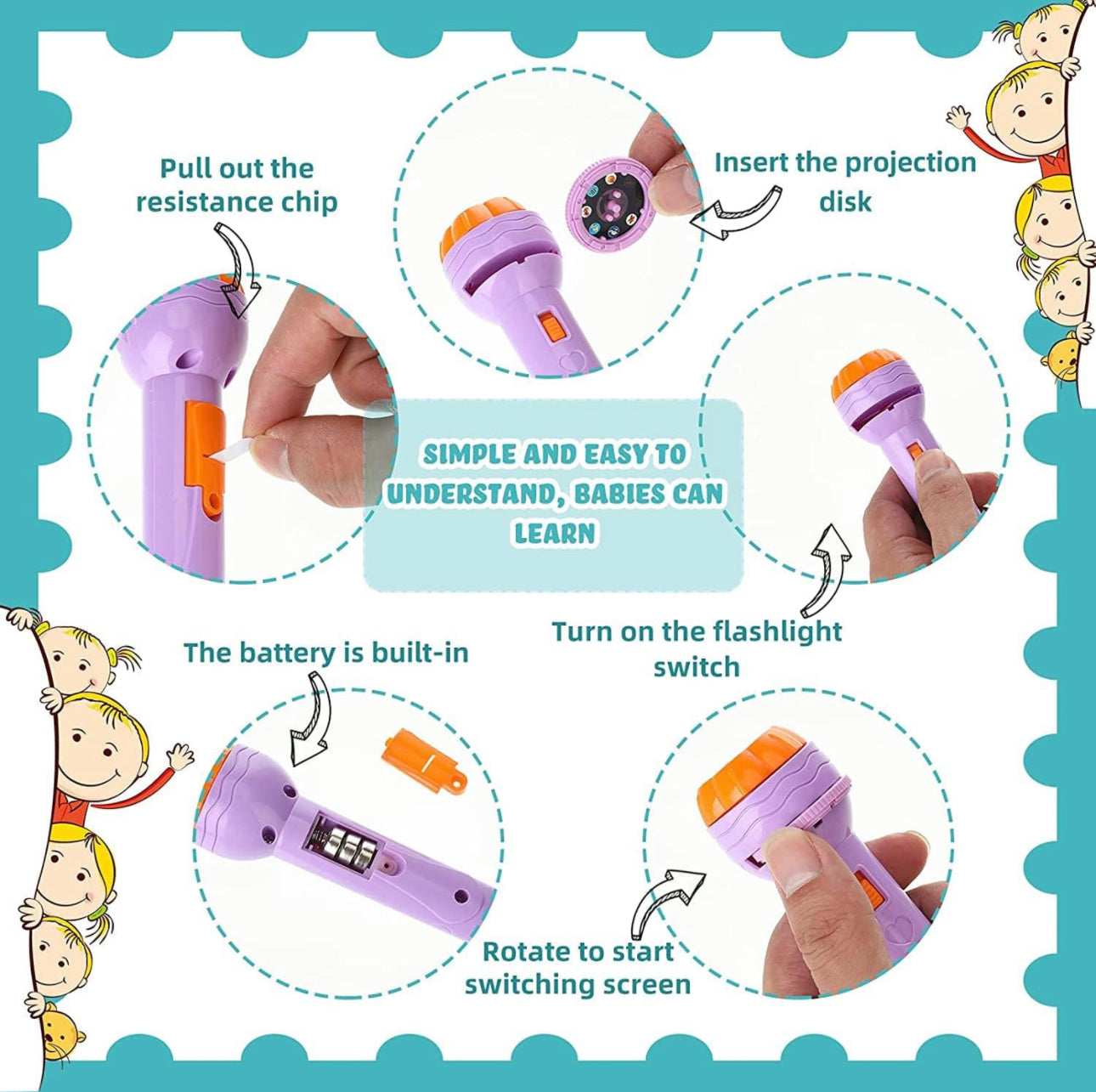 Kids Mini Projector Torch