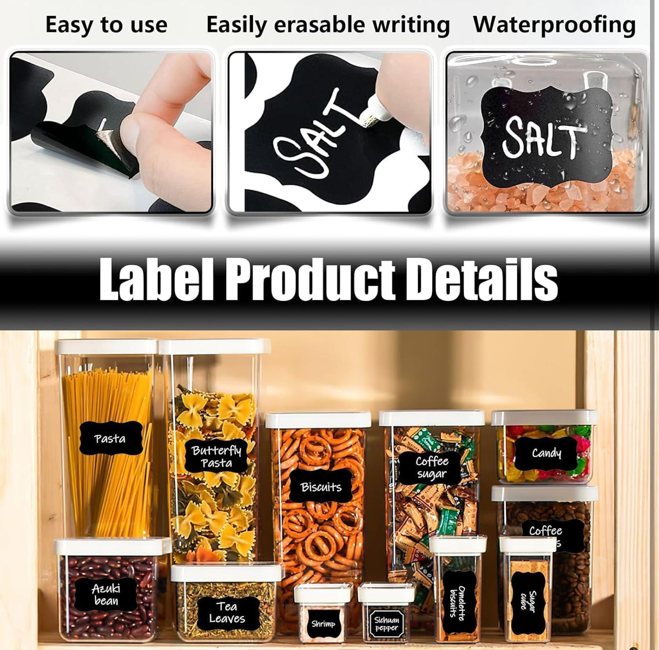 Waterproof Chalkboard Label Stickers With White Marker Pen,
