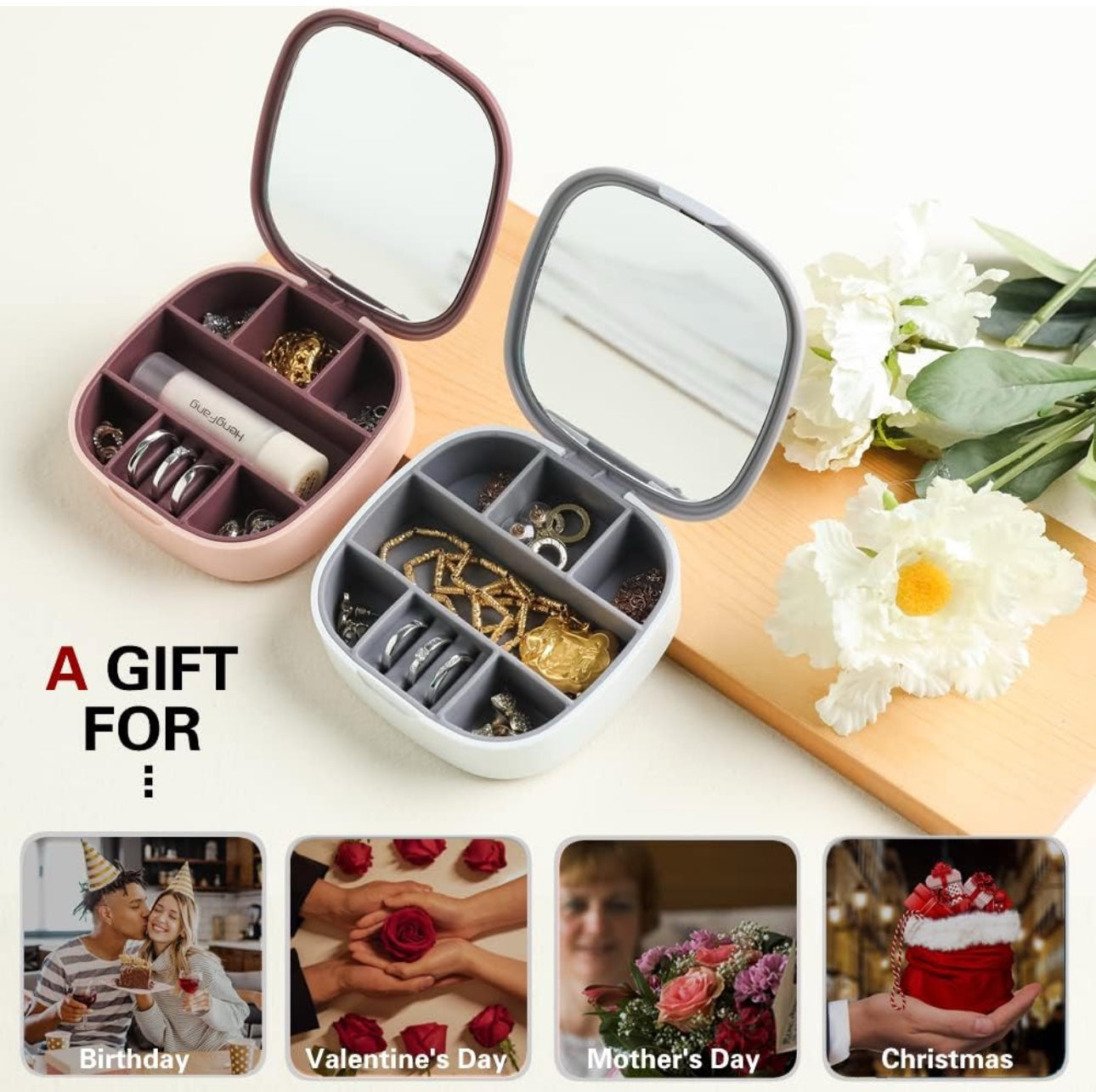 Jewellery Storage Box With Mirror