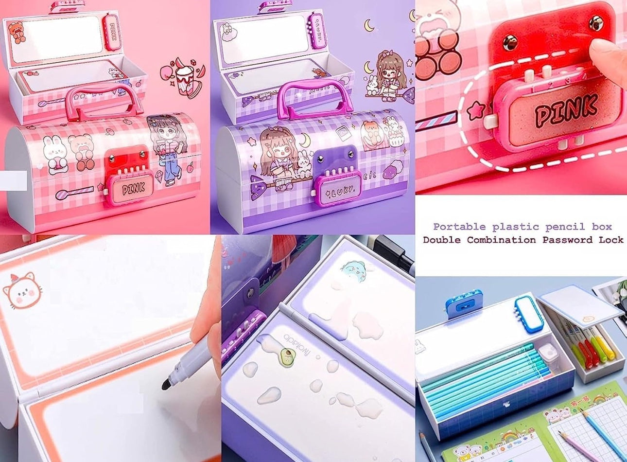 Pen & Pencil Box-Suitcase Style Password Lock