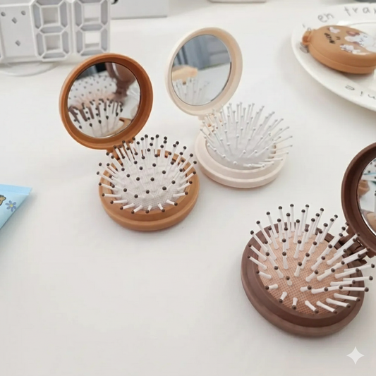 Mirror With Hair Brush