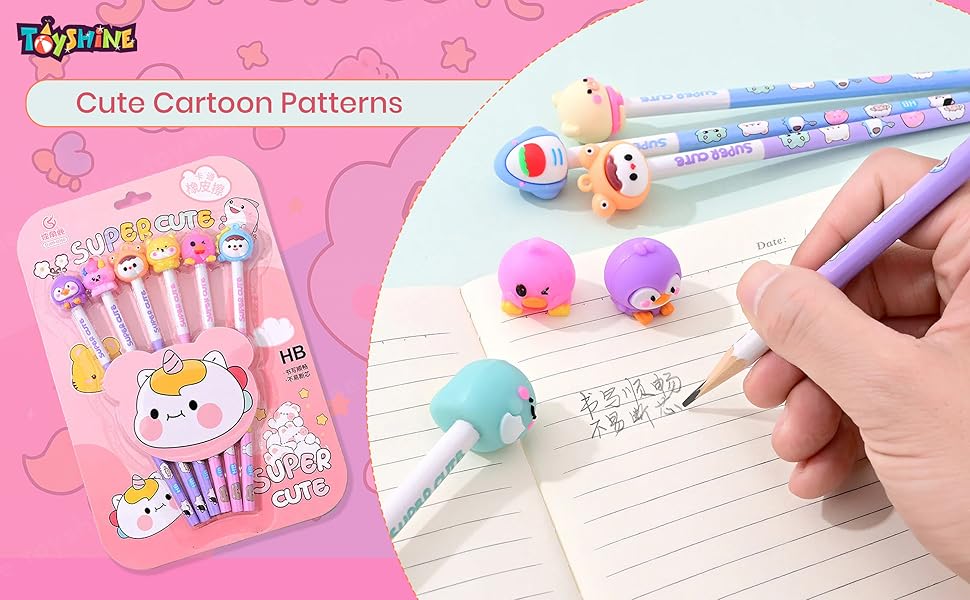 6 Piece Unicorn Pencil Eraser Set