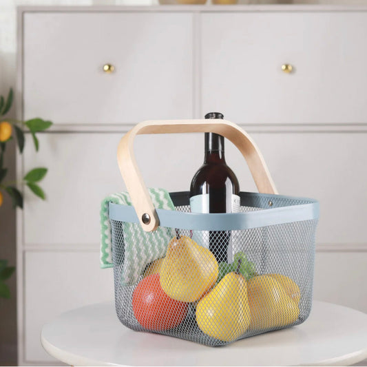 Metal Mesh Basket With Handle