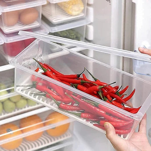 Fridge Box With Drainer (Pack Of 2 )