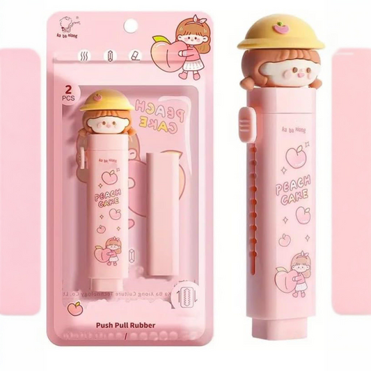 Sliding Retractable Erasers | Cute Cartoon Pattern Erasers for Kids