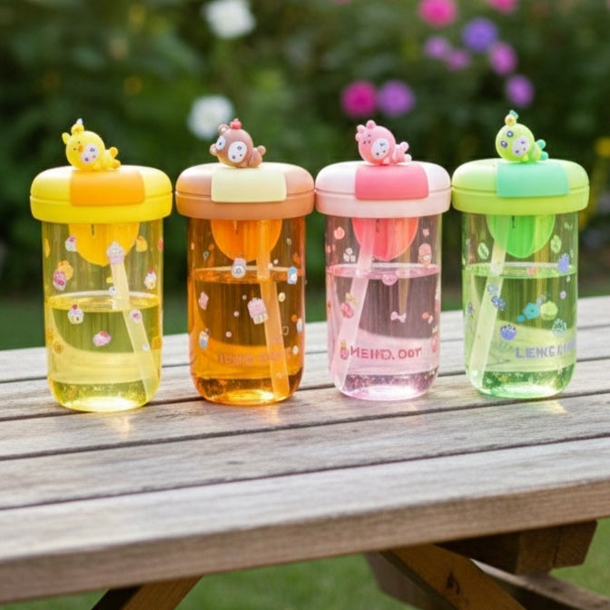 Plastic Water Bottle with Straw 450ml