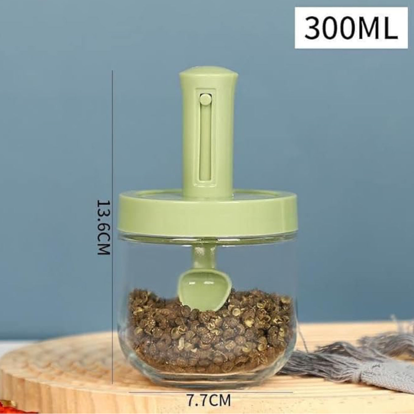 Glass Spice Jar with Built-in Spoon