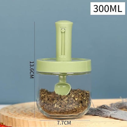 Glass Spice Jar with Built-in Spoon