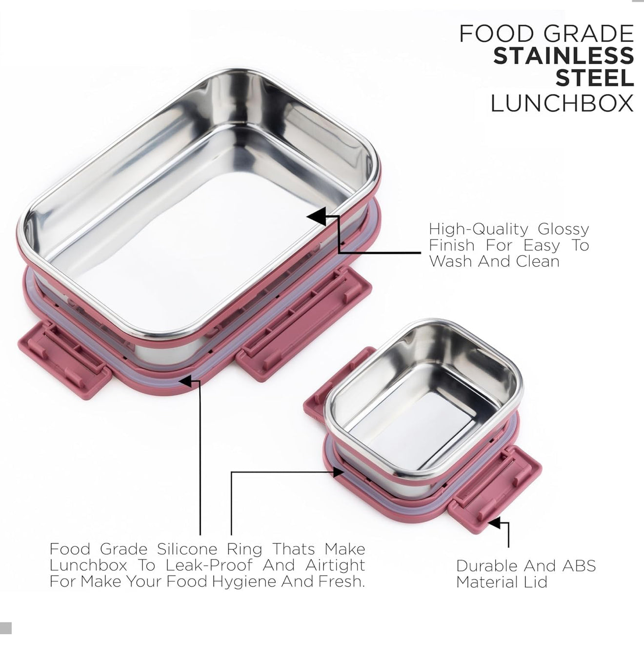 Stainless Steel Insulated Leak-Proof Lunch Box with Unbreakable Lid (1000ML + 200 ML)