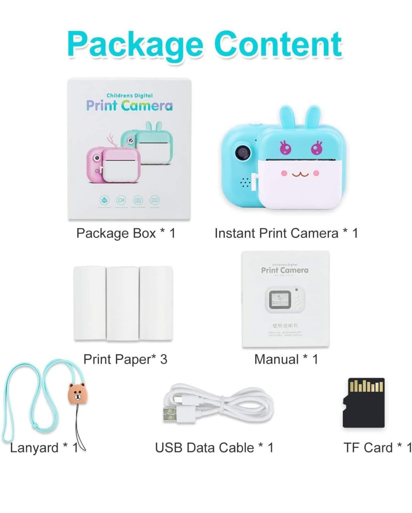 24MP Digital Mini Instant Photo Printer Camera with Print Paper