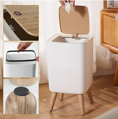 Luxury Trash Can Press Dustbin High Foot Large Capacity