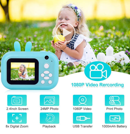 24MP Digital Mini Instant Photo Printer Camera with Print Paper