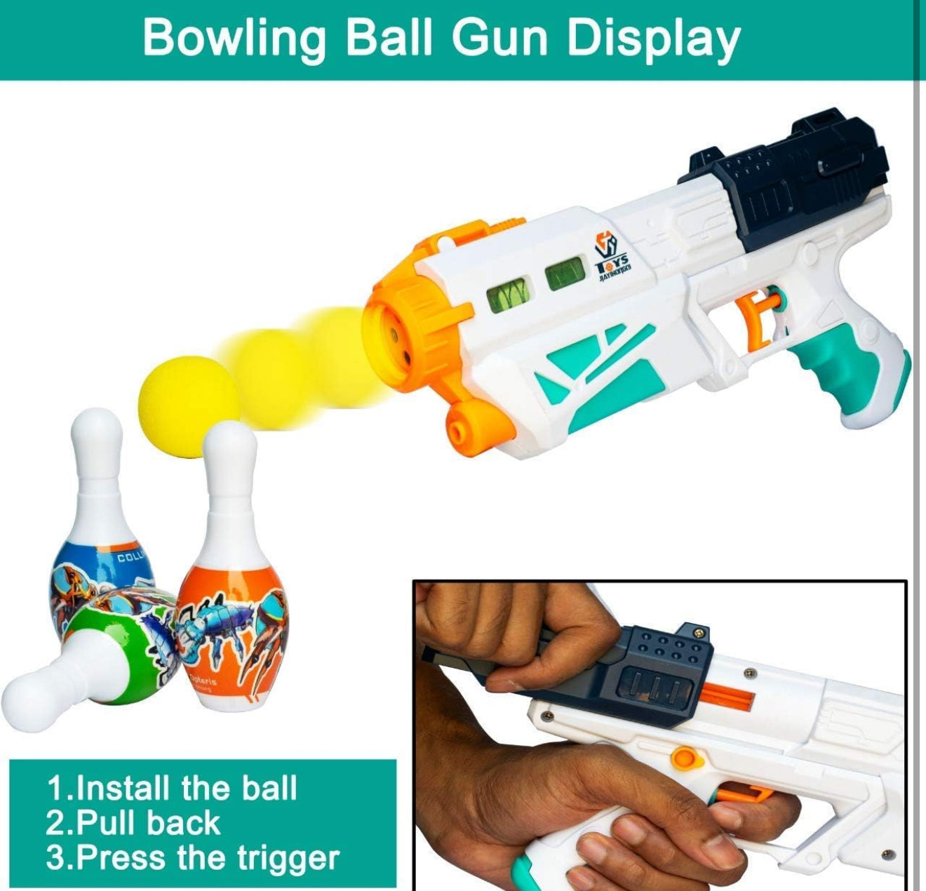 3 in 1 Bowling & Water Shooting Gun with Soft Foam Balls Bullets