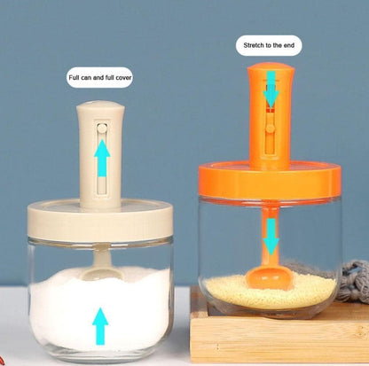Glass Spice Jar with Built-in Spoon