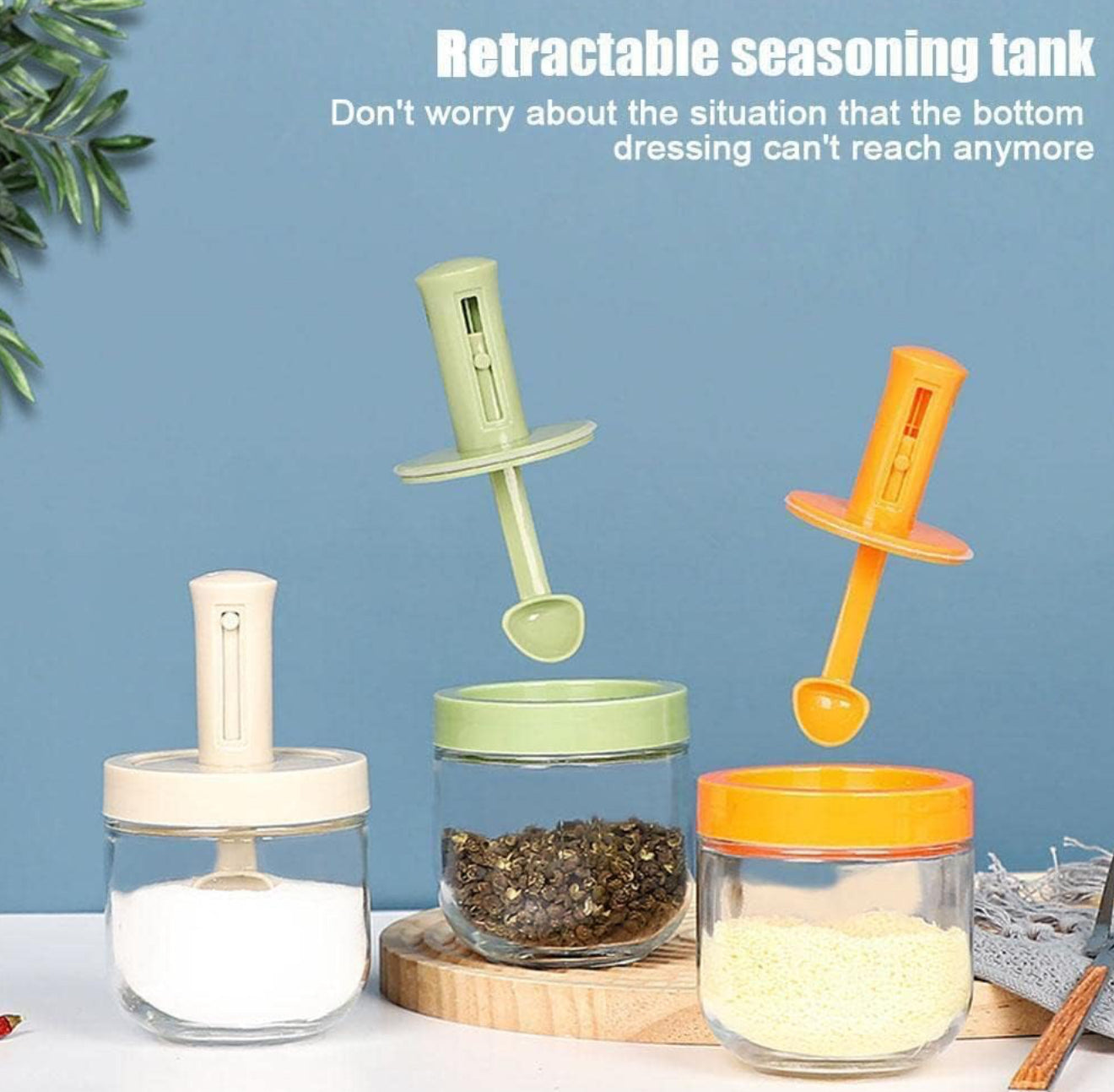 Glass Spice Jar with Built-in Spoon