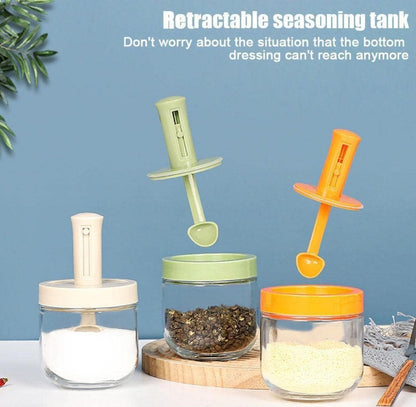 Glass Spice Jar with Built-in Spoon