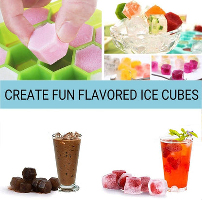 Silicone Honeycomb 37 Cavity Ice Cube Tray With Lid