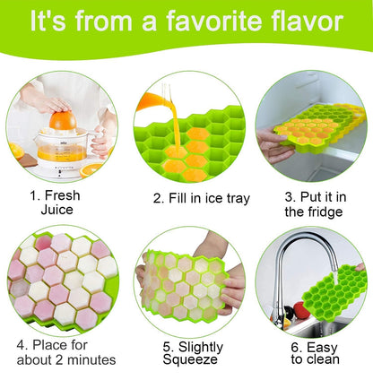 Silicone Honeycomb 37 Cavity Ice Cube Tray With Lid