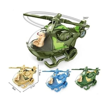 Friction Army Helicopter Toy with Moving Pilot Push and Go