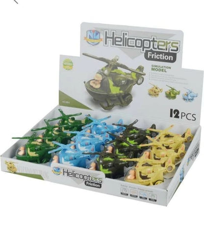 Friction Army Helicopter Toy with Moving Pilot Push and Go