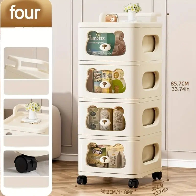 Multi Layer Storage Rack With Transparent Drawers -4 Layer