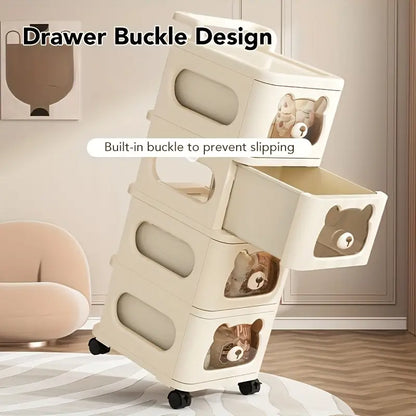 Multi Layer Storage Rack With Transparent Drawers -4 Layer