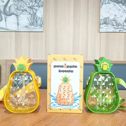 Pineapple Water Bottle With Straw & Rope 600 ML