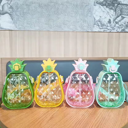 Pineapple Water Bottle With Straw & Rope 600 ML
