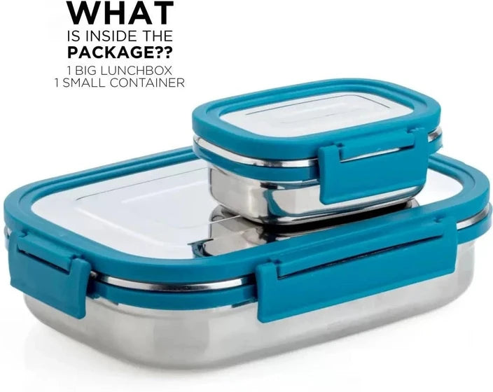 Stainless Steel Insulated Leak-Proof Lunch Box with Unbreakable Lid (1000ML + 200 ML)