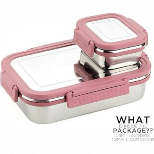 Stainless Steel Insulated Leak-Proof Lunch Box with Unbreakable Lid (1000ML + 200 ML)