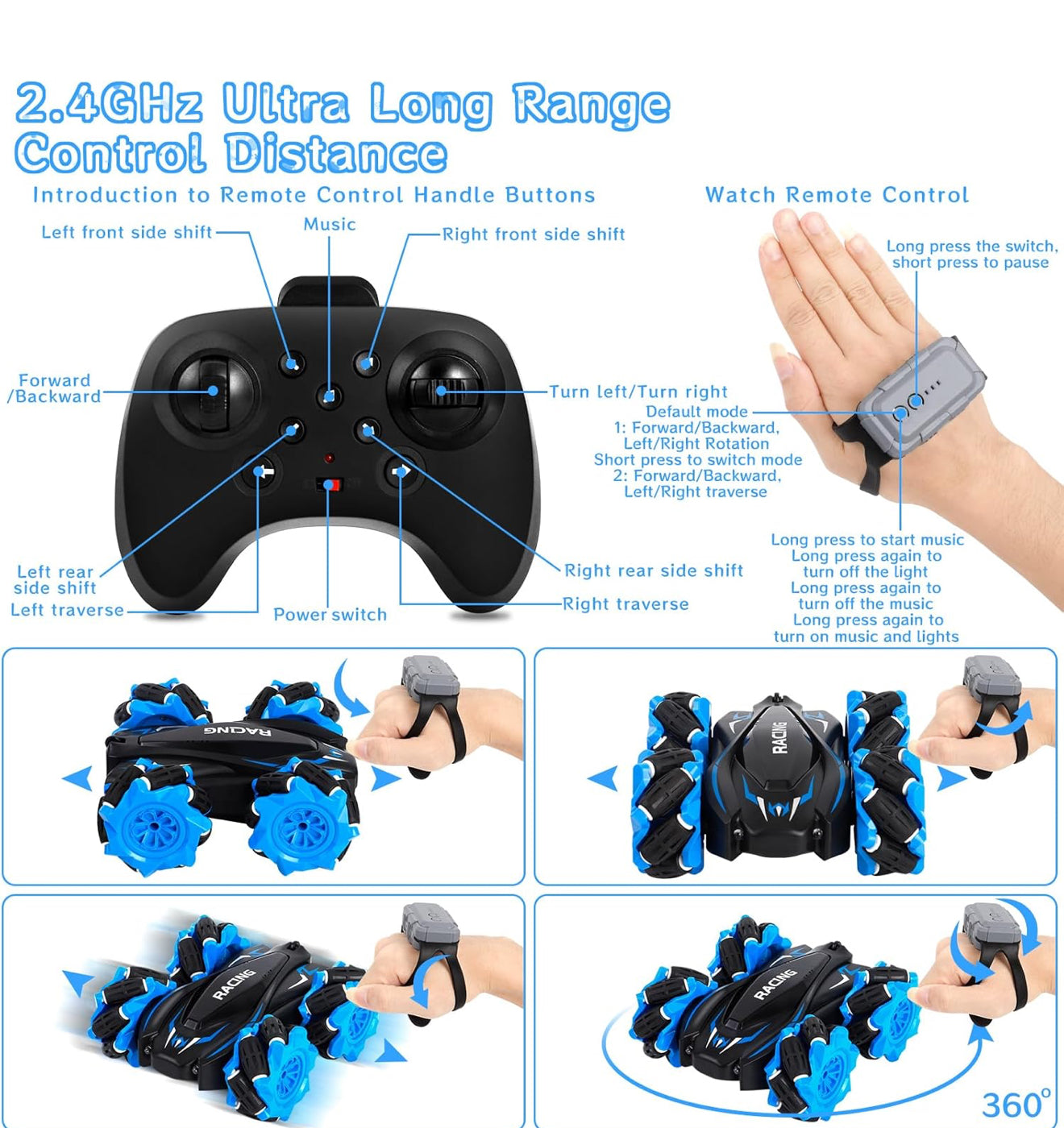 Remote Control Stunt Car, 4 Wheel Drive 2.4GHz