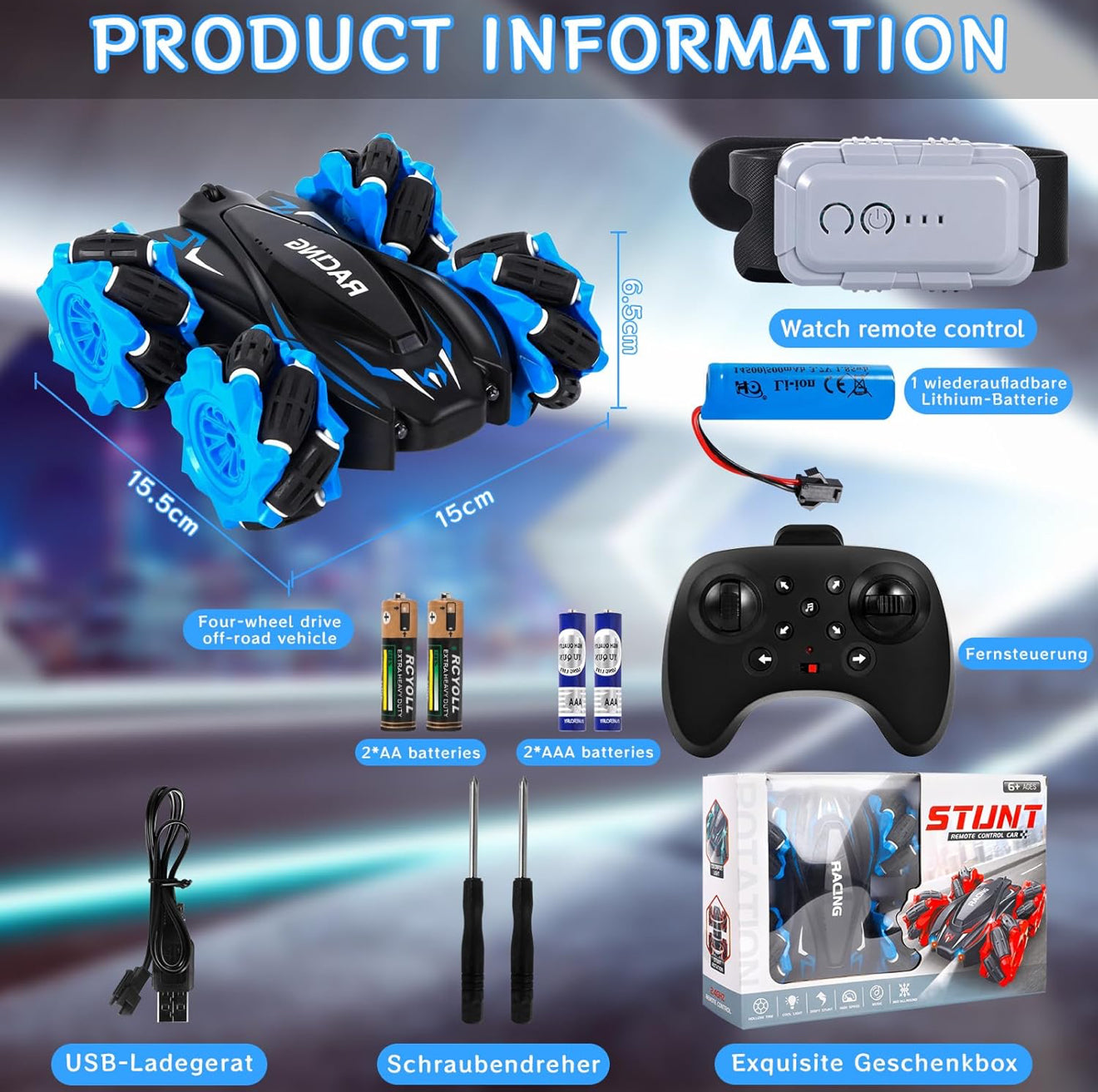 Remote Control Stunt Car, 4 Wheel Drive 2.4GHz