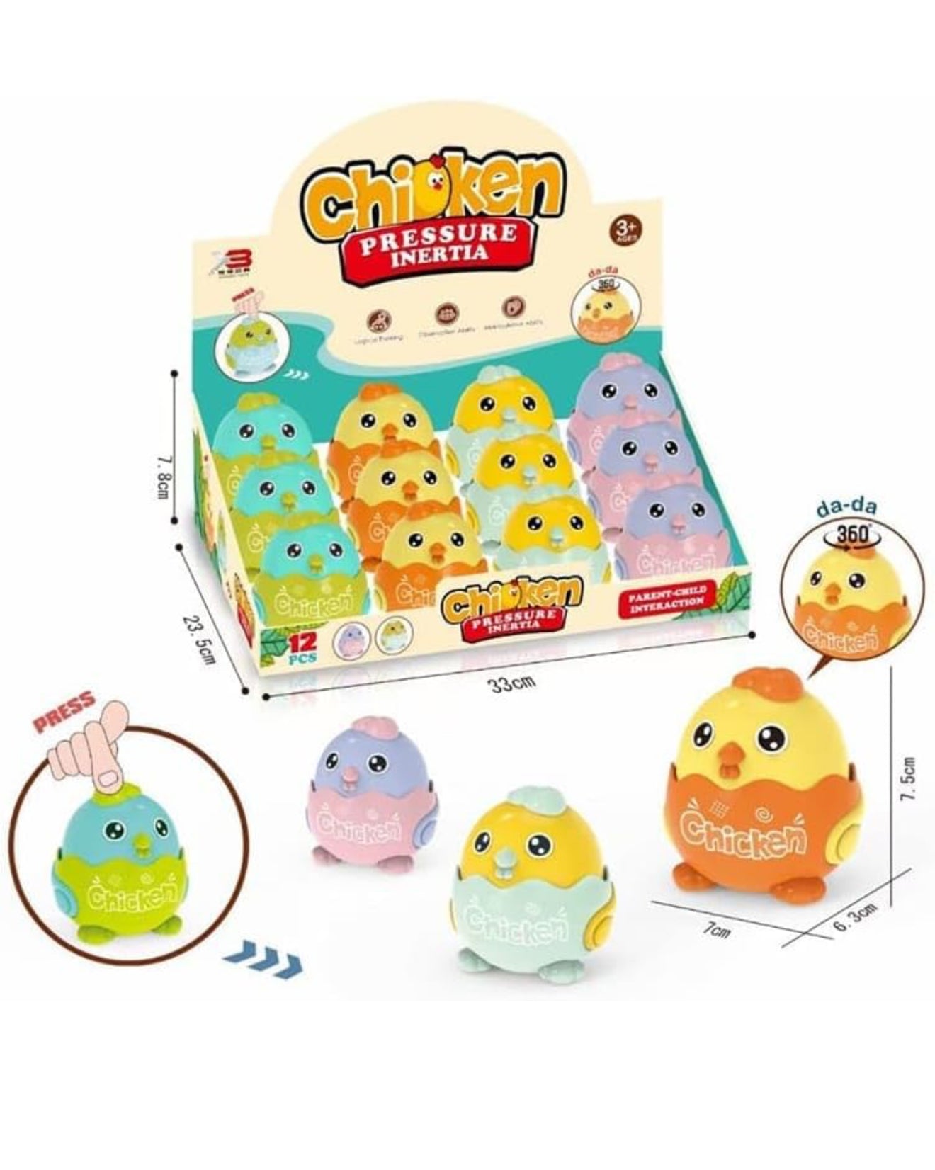 Press and Go Chicken Vehicle for Boys and Girls