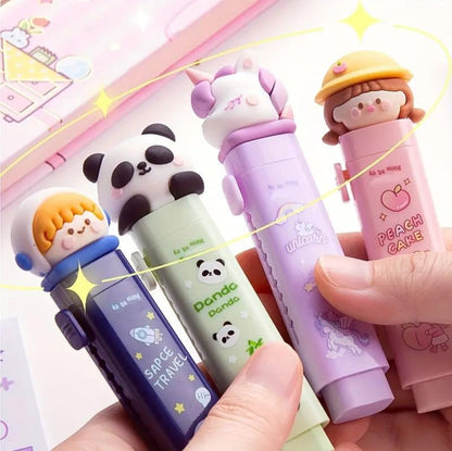 Sliding Retractable Erasers | Cute Cartoon Pattern Erasers for Kids