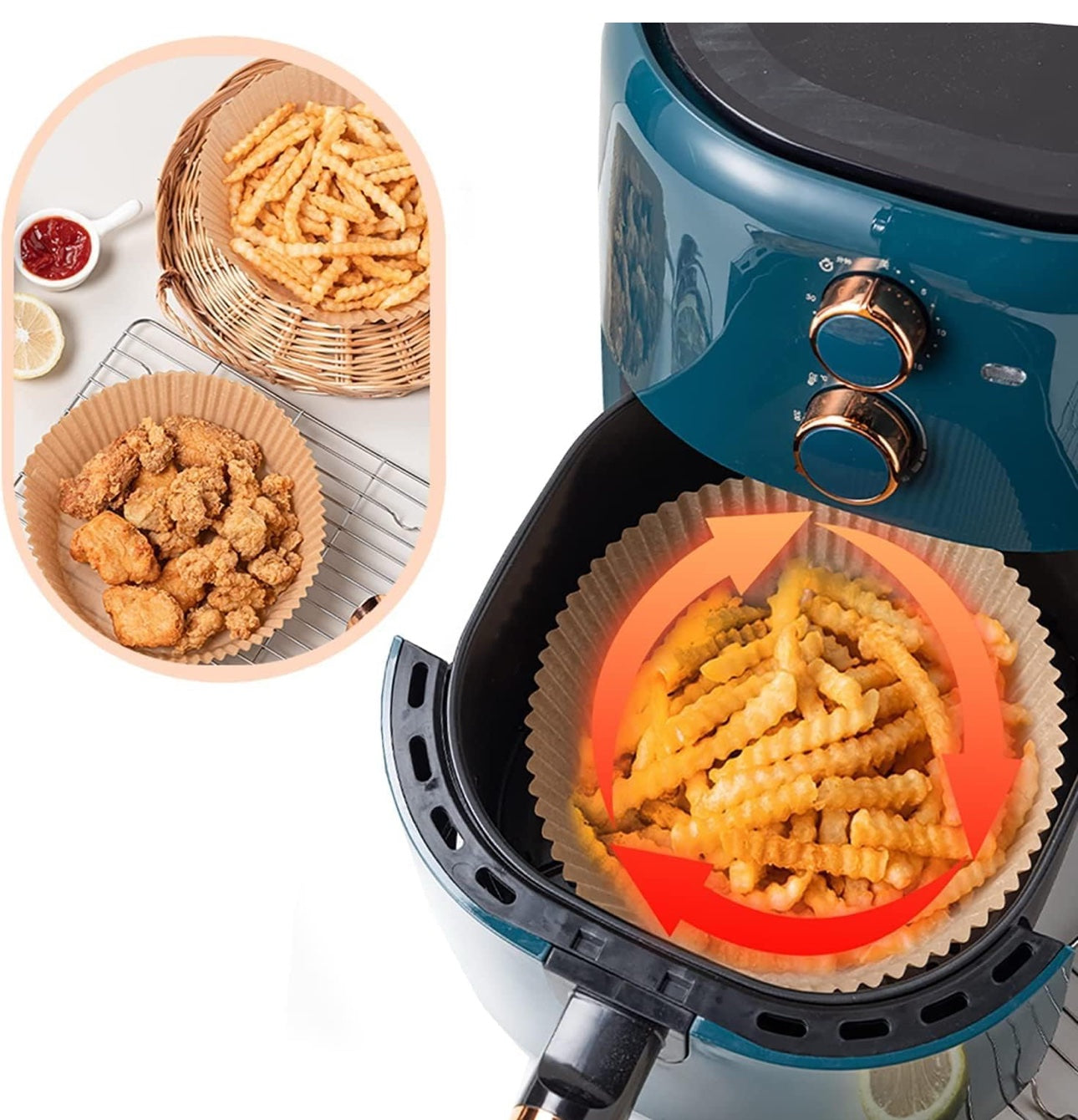 Air Fryer Disposable Paper Liners 50Pcs