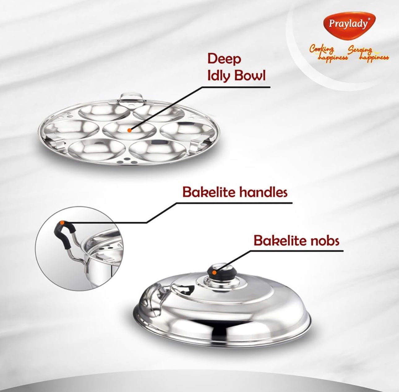 Stainless Steel Multi Idly Pot With Lid Gas & Induction Compitable