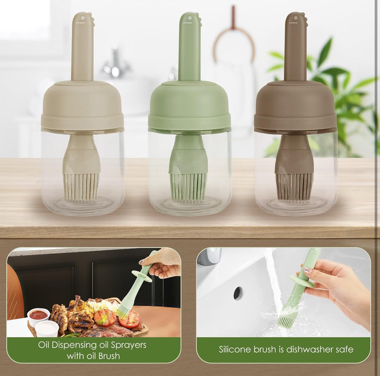 Oil Dispenser Bottle with Silicone Brush,